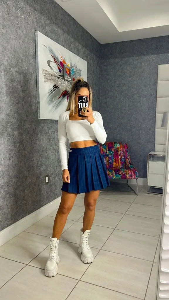 5238 Striped pleated skirt