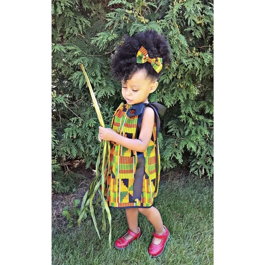 African Kente Pillowcase Dress with Head Wrap
