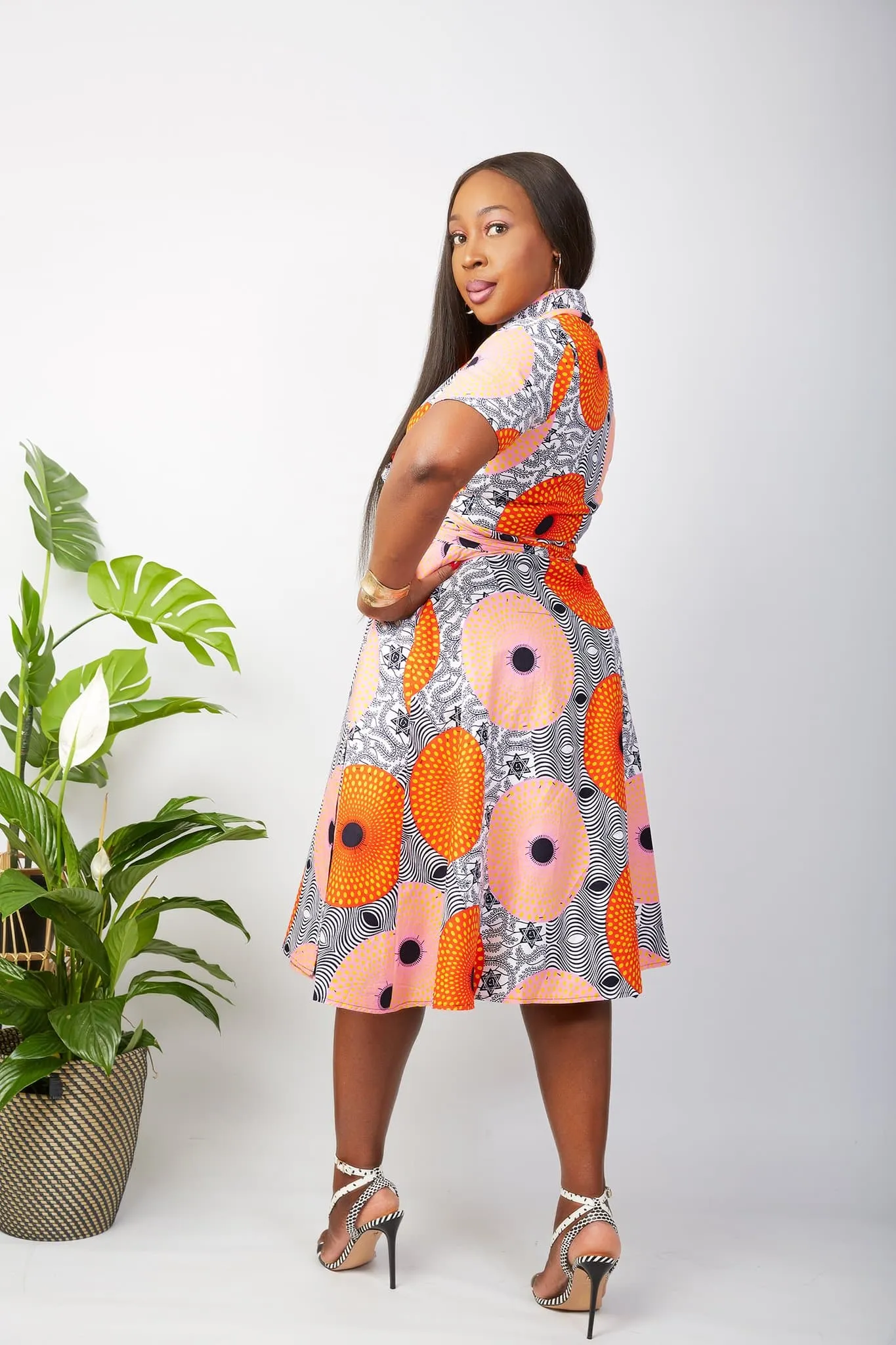 African Print Wrap Midi Dress - Yejide