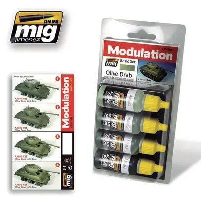 AMMO by Mig Jimenez Acrylics 7003 Olive Drab Modulation Paint Set