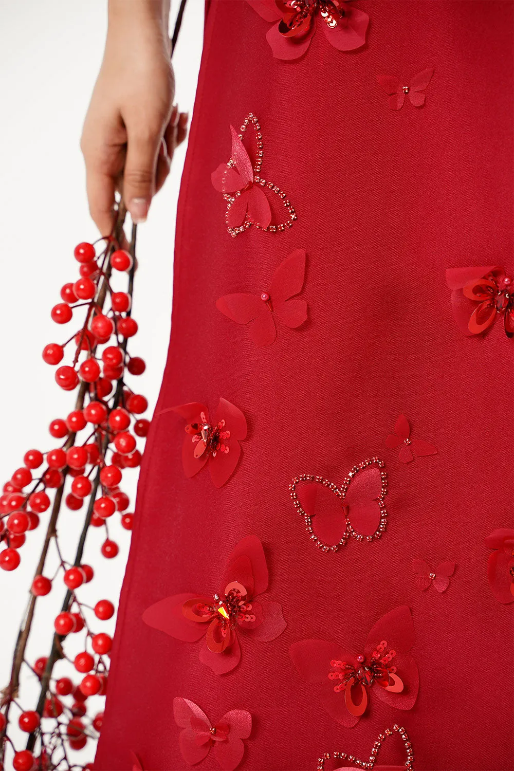 An Diep A-line Puffy Sleeved Taffeta Floor Length Ao Dai