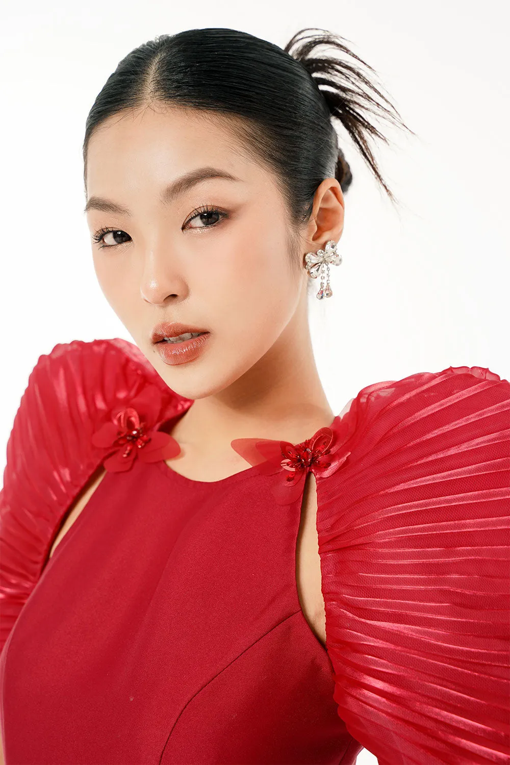 An Diep A-line Puffy Sleeved Taffeta Floor Length Ao Dai