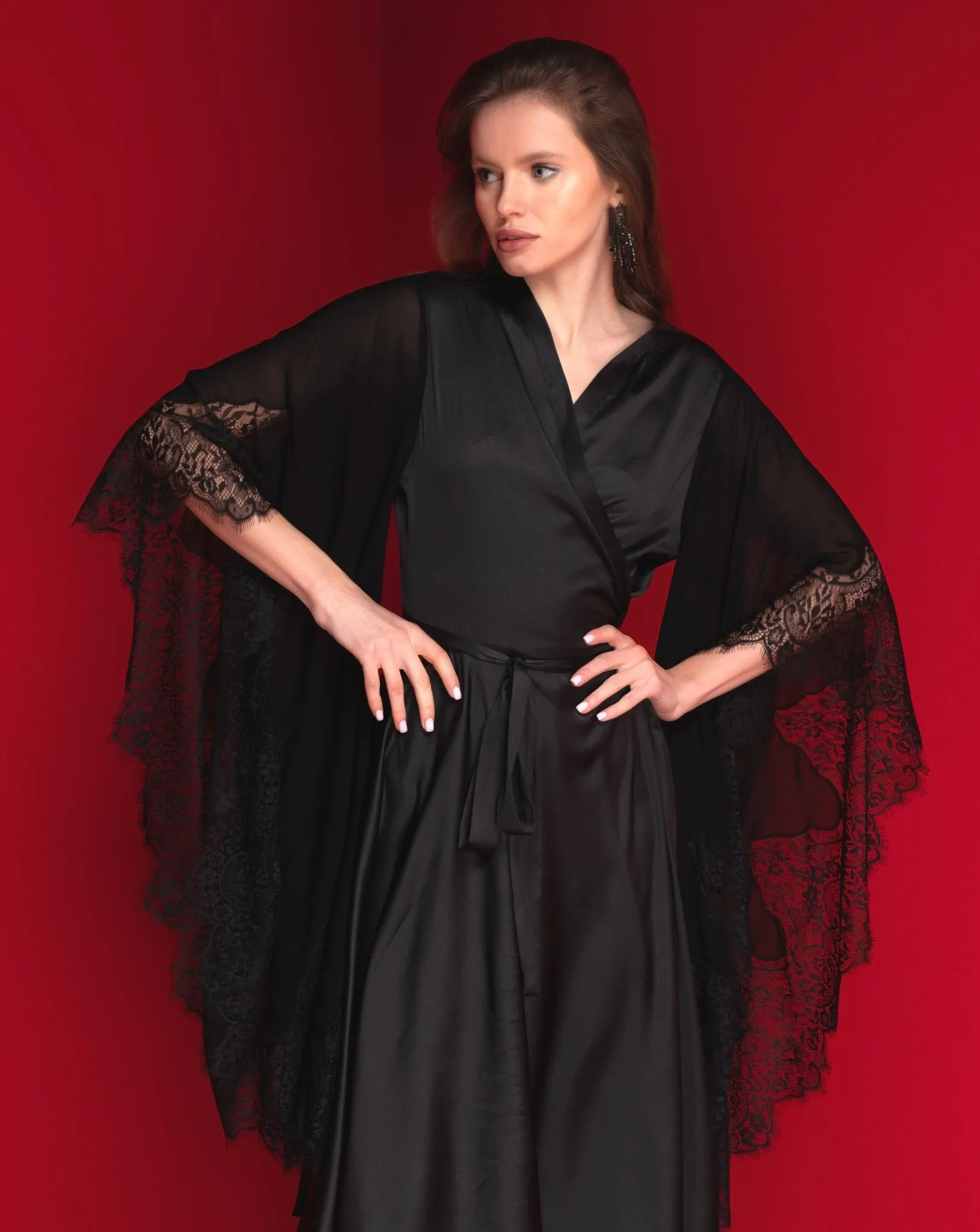 Angel Midi Wrap Dress Long Sleeve
