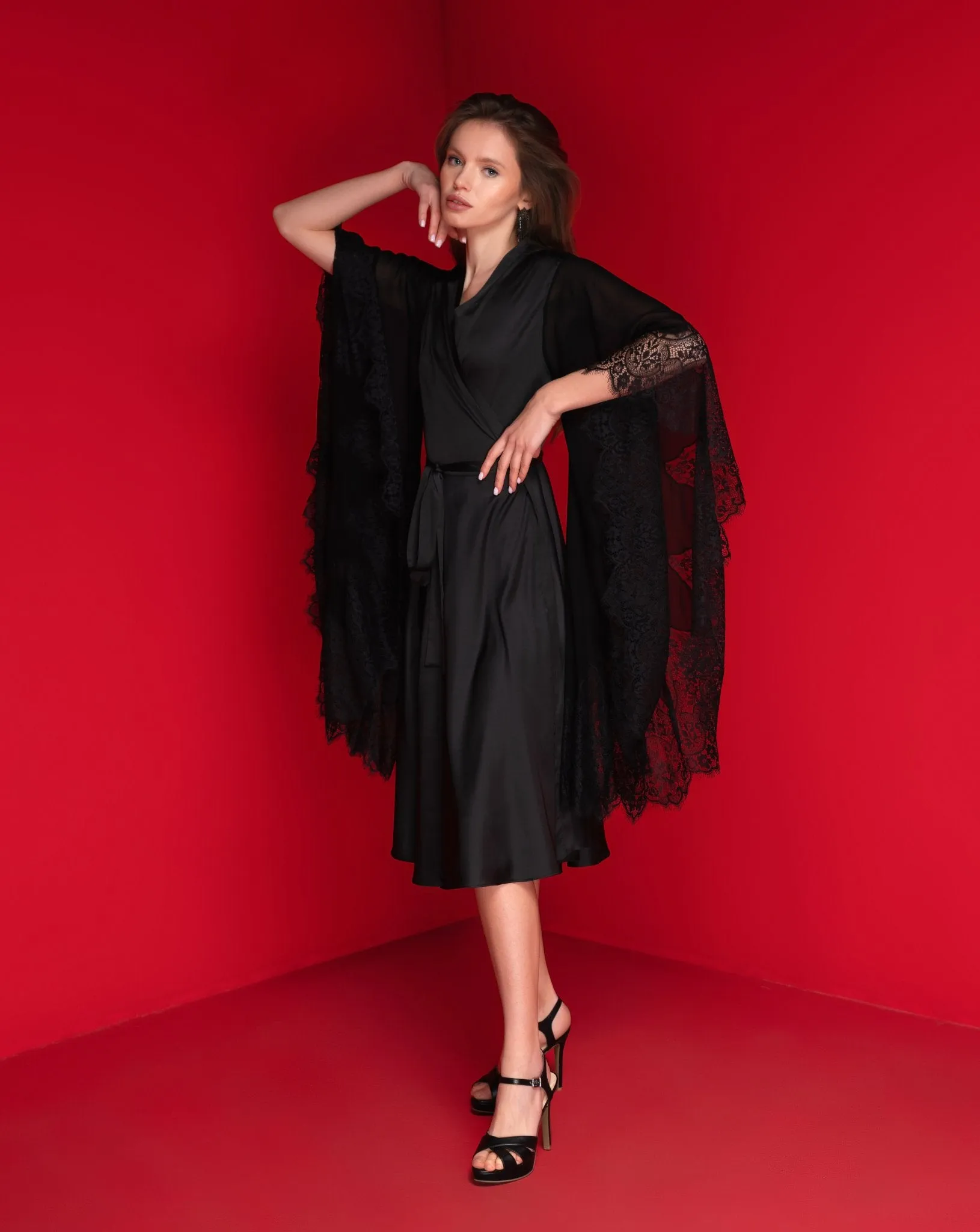 Angel Midi Wrap Dress Long Sleeve