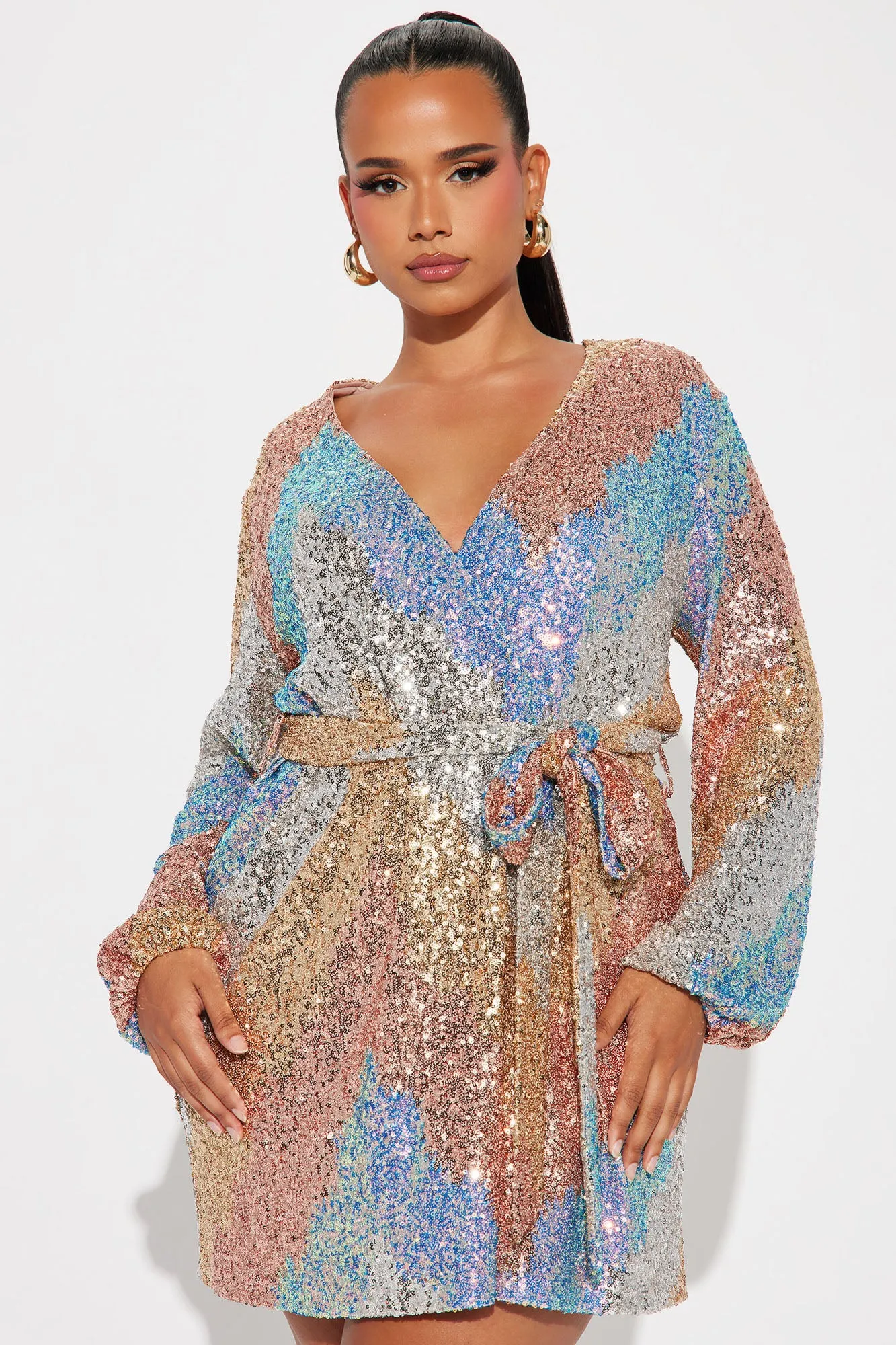 Angela Wrap Mini Dress - Multi Color
