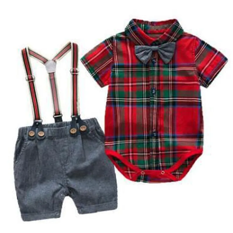 Baby Boy Clothes Summer Gentleman Birthday Suits Newborn Party Dress Soft Cotton Solid Romper   Belt Pants Infant Toddler Set
