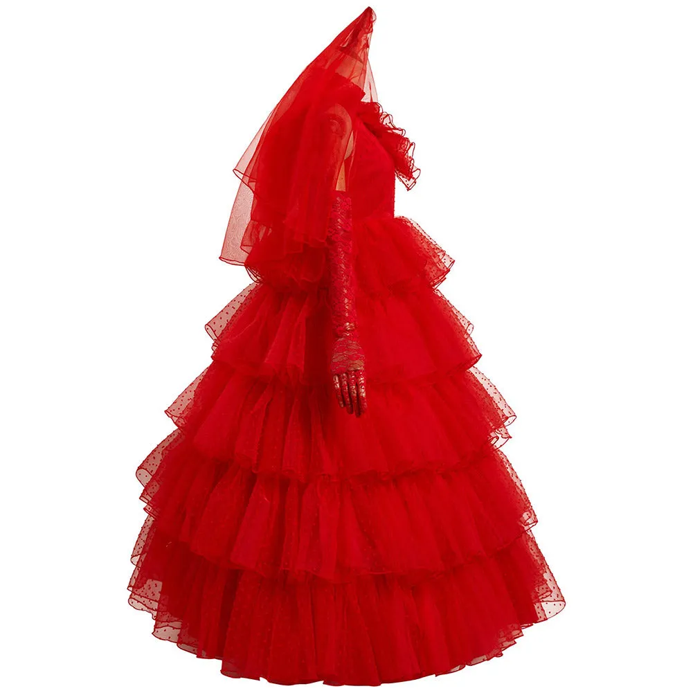 Beetlejuice 2024 Lydia Deetz / Beetlejuice Cosplay Costume Red Wedding Outfits Halloween Carnival Suit
