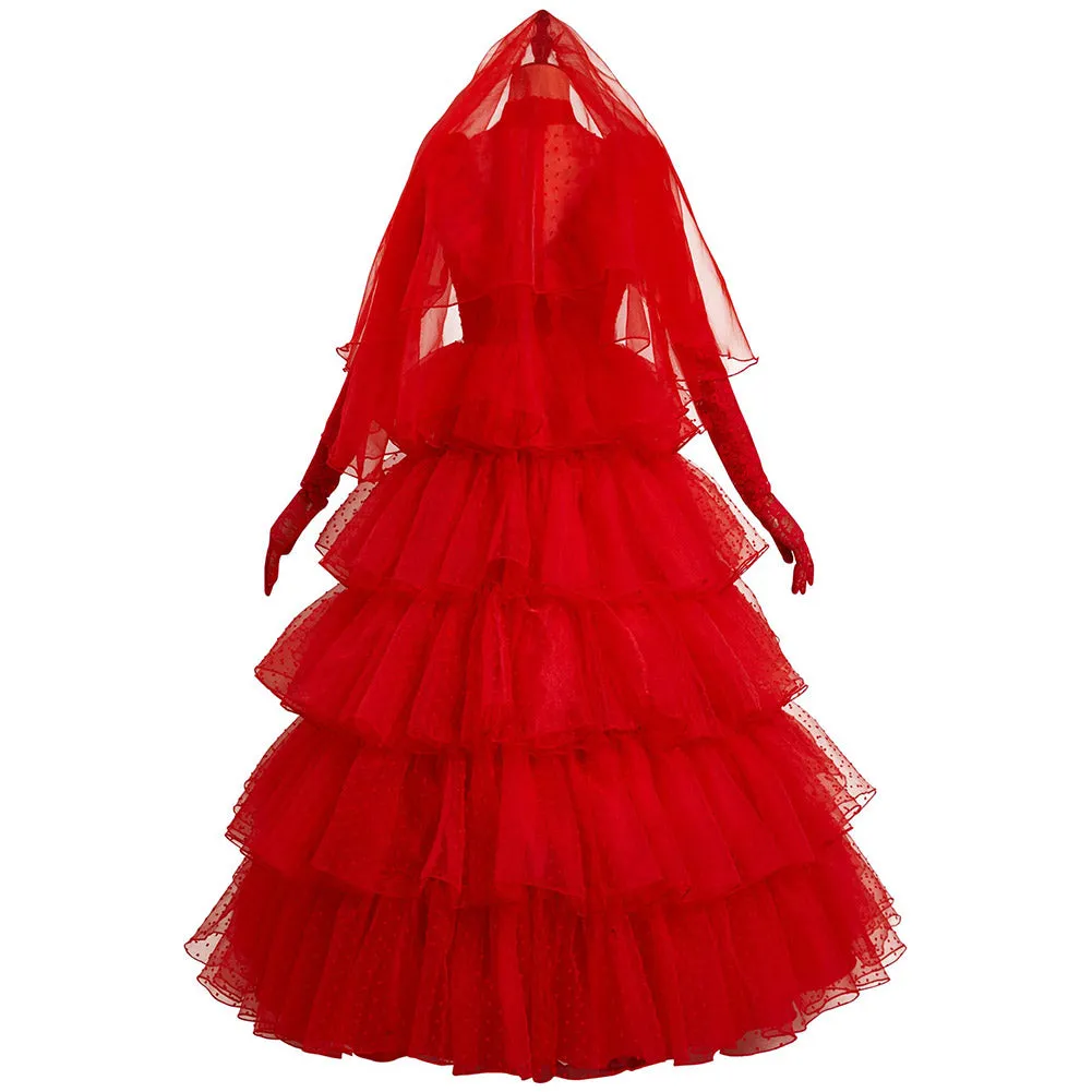 Beetlejuice 2024 Lydia Deetz / Beetlejuice Cosplay Costume Red Wedding Outfits Halloween Carnival Suit