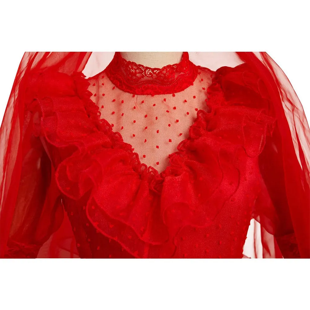 Beetlejuice 2024 Lydia Deetz / Beetlejuice Cosplay Costume Red Wedding Outfits Halloween Carnival Suit