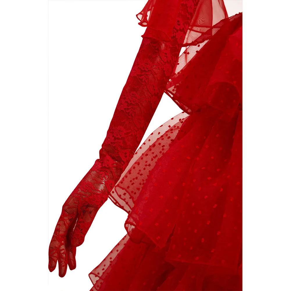 Beetlejuice 2024 Lydia Deetz / Beetlejuice Cosplay Costume Red Wedding Outfits Halloween Carnival Suit