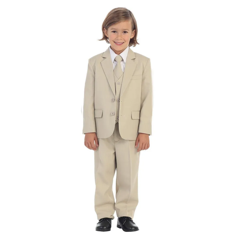 Big Boys Khaki Jewels & Gents Jacket Vest Shirt Tie Pants 5 Pc Suit 8-20