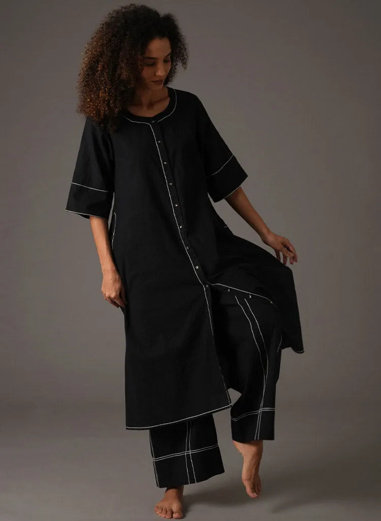 Black Embroidery Dress Set