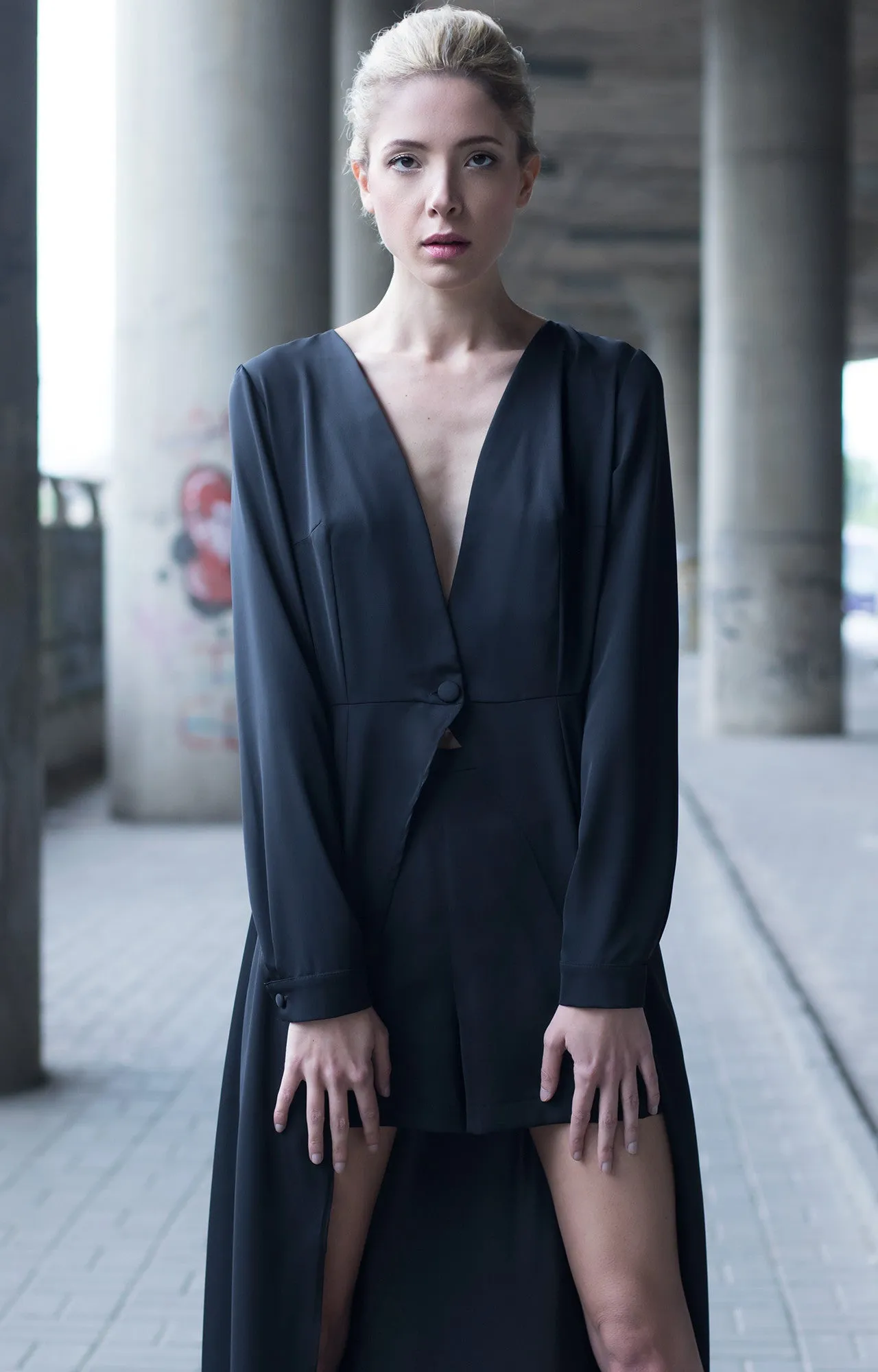Black maxi shirt dress