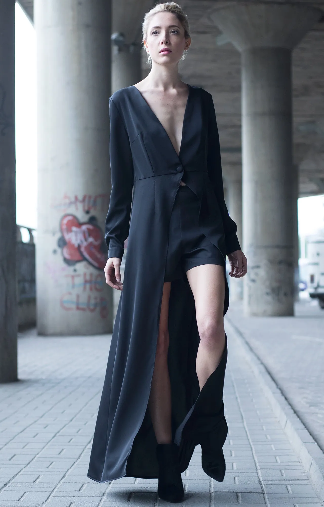 Black maxi shirt dress