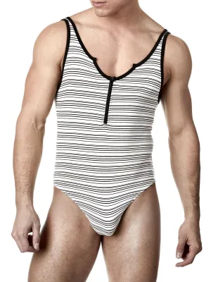 Black Stripe Zip Bodysuit