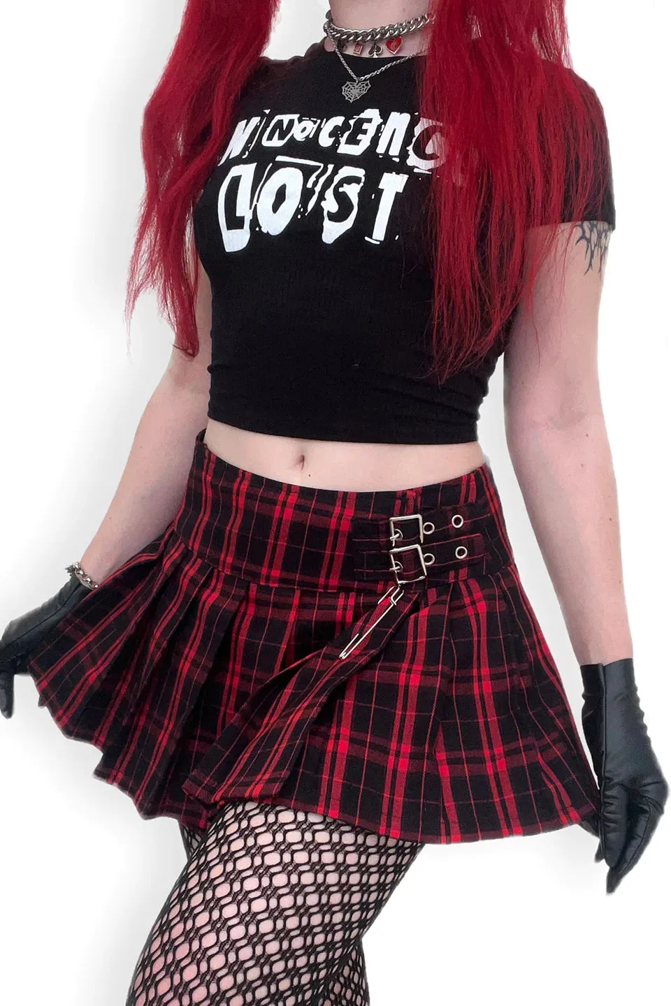 Black/Red Plaid World's End Mini Skirt