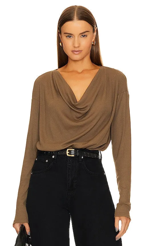 Bobi Cowl Neck Blouse in Olive