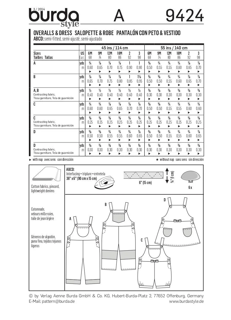 Burda Pattern 9424 (6M-3Yr)