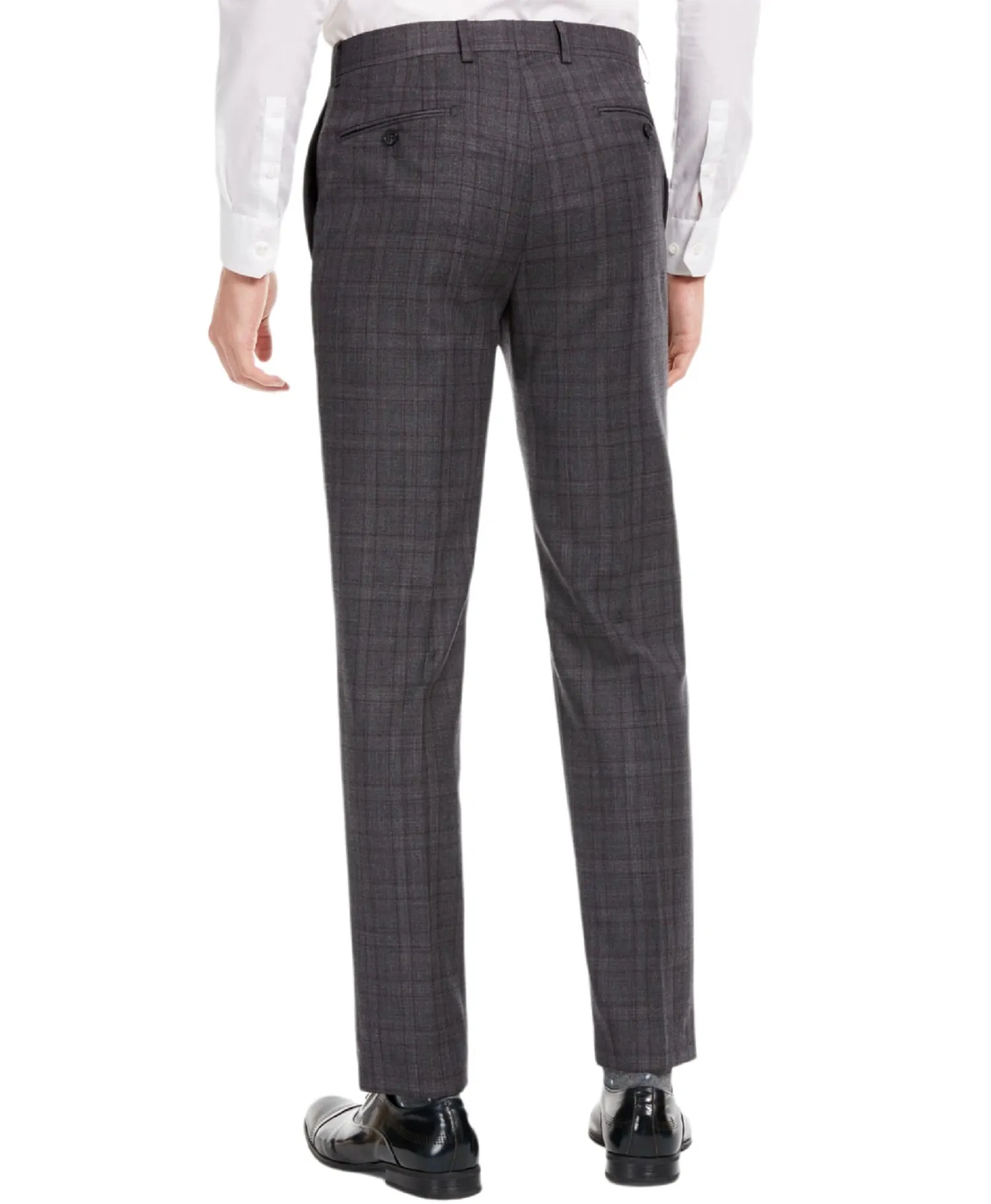 Calvin Klein Men's X Slim-Fit Stretch Plaid Suit Pants, Grey, 40Wx30L