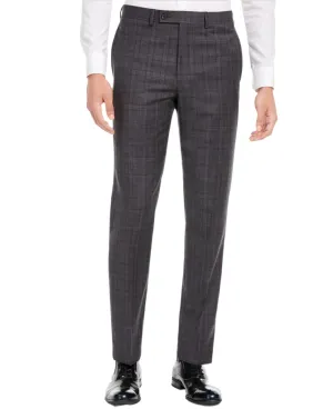 Calvin Klein Men's X Slim-Fit Stretch Plaid Suit Pants, Grey, 40Wx30L