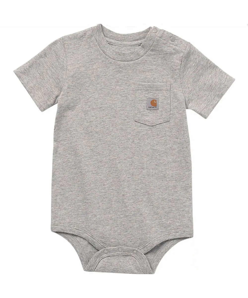 Carhartt Infant Short Sleeve K87 Pocket Bodysuit Onesie - Heather Grey