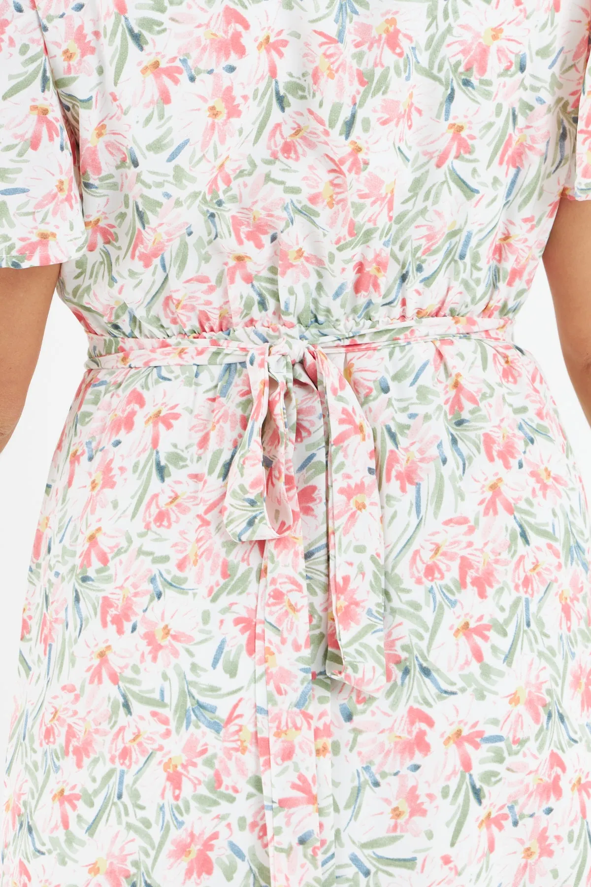 Carlisle Floral Wrap Dress (White)
