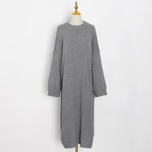 Casual Lazy Sweater For Women O Neck Long Sleeve Midi Minimalist One Size Loose Sweaters Female Fashion