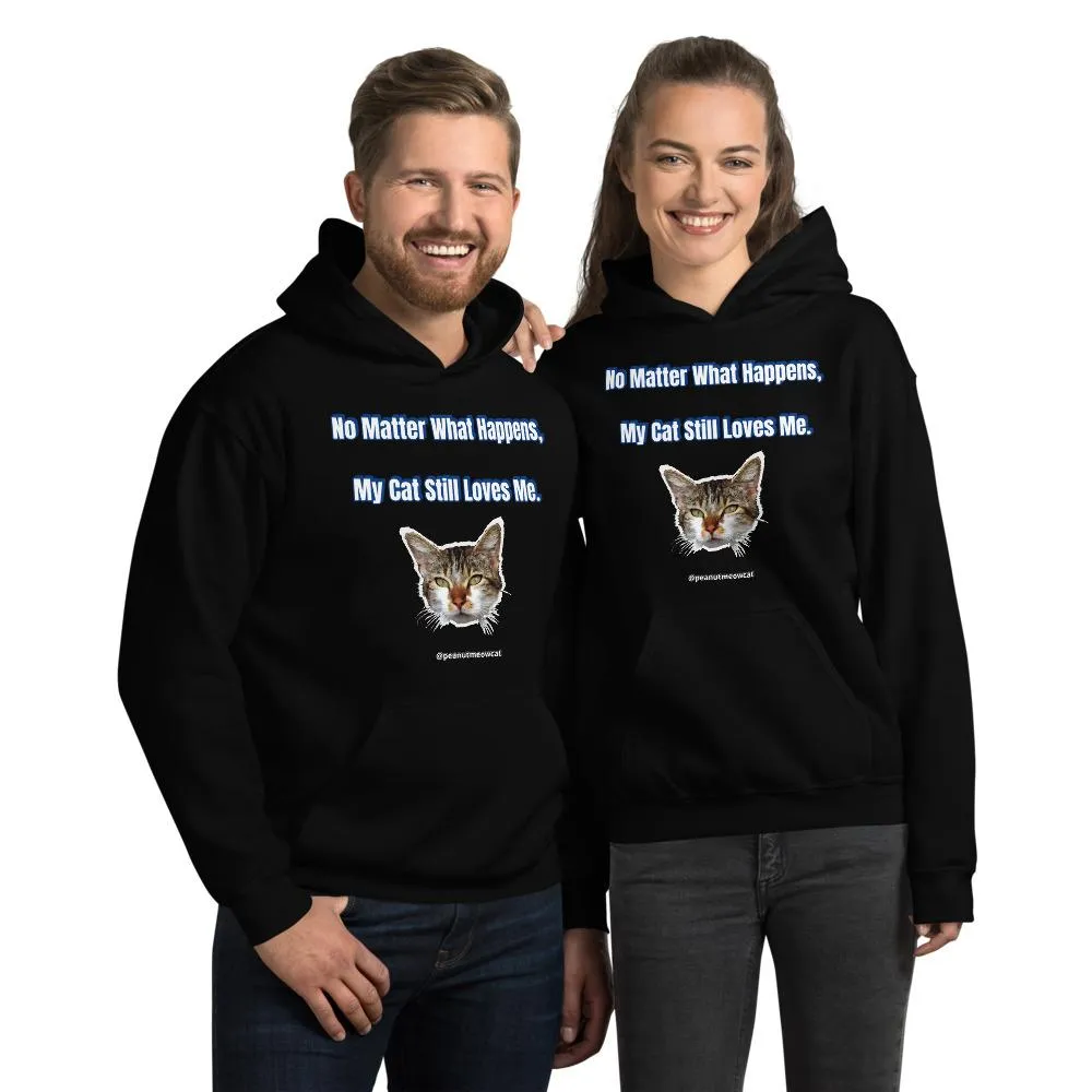 Cat Print Unisex Hoodie, Cute Cat Lover's Cotton Sweatshirt-Printed in USA/EU(US Size: S-3XL)