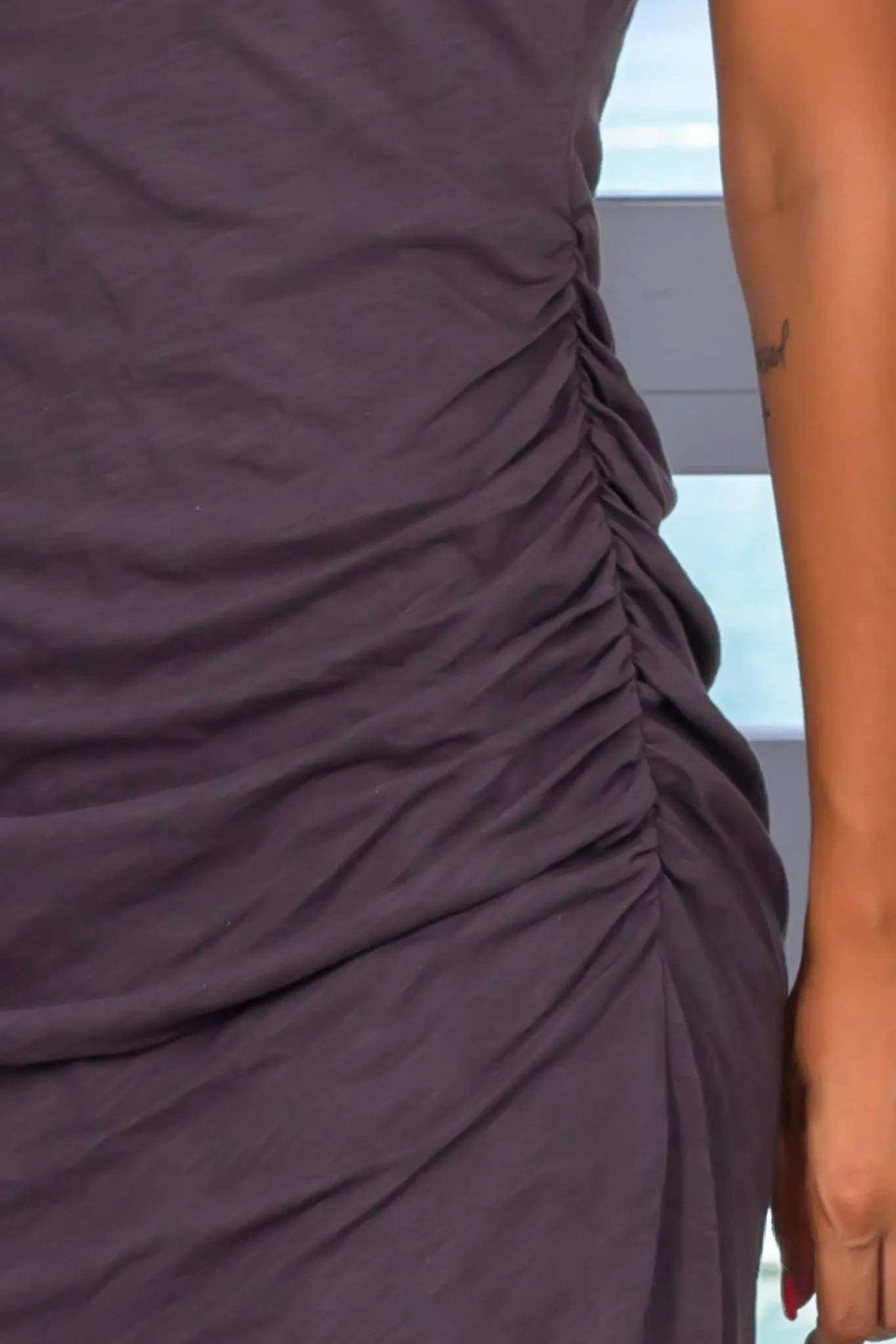 Charcoal Short Dress with Sleeves