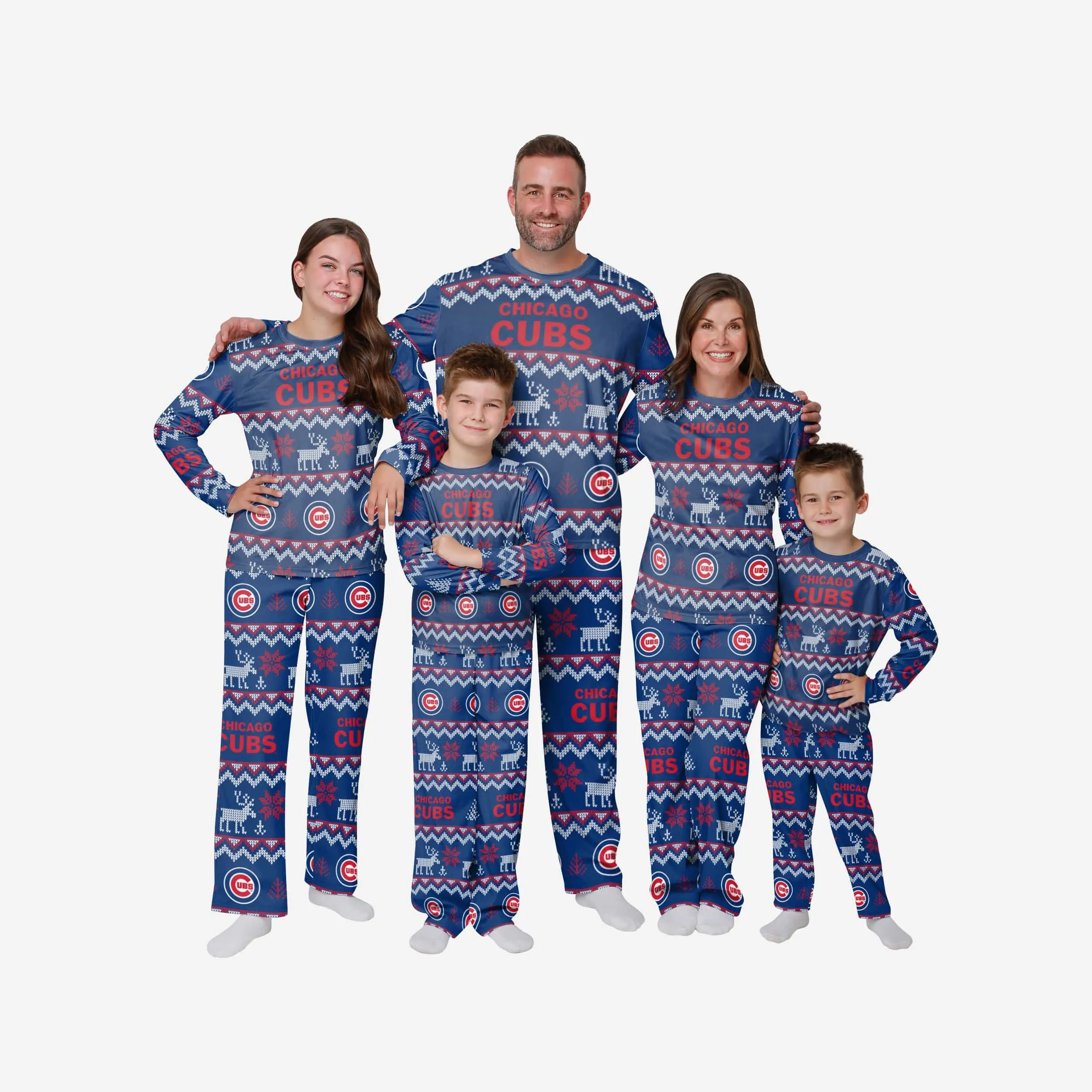 Chicago Cubs Womens Ugly Pattern Family Holiday Pajamas