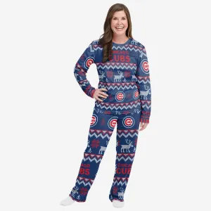 Chicago Cubs Womens Ugly Pattern Family Holiday Pajamas