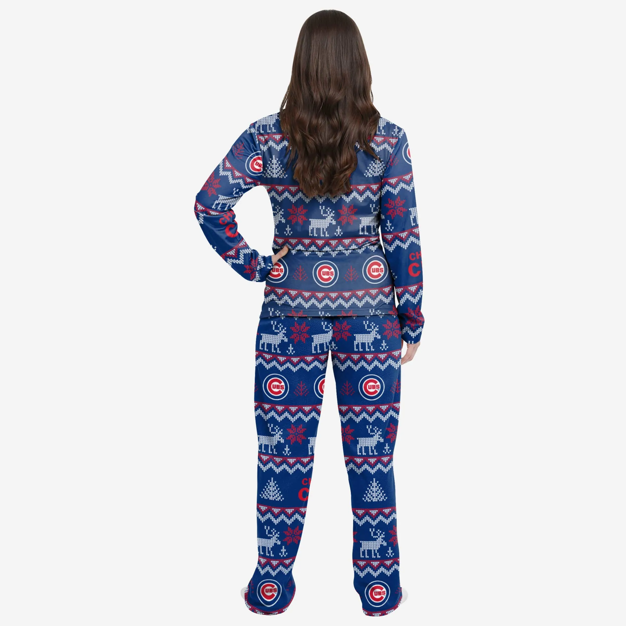 Chicago Cubs Womens Ugly Pattern Family Holiday Pajamas