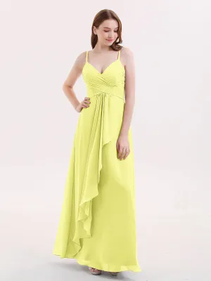 Chiffon Bridesmaid Dresses with Cascade Skirt-Daffodil