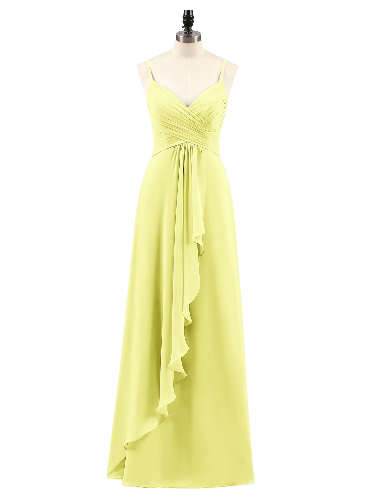 Chiffon Bridesmaid Dresses with Cascade Skirt-Daffodil