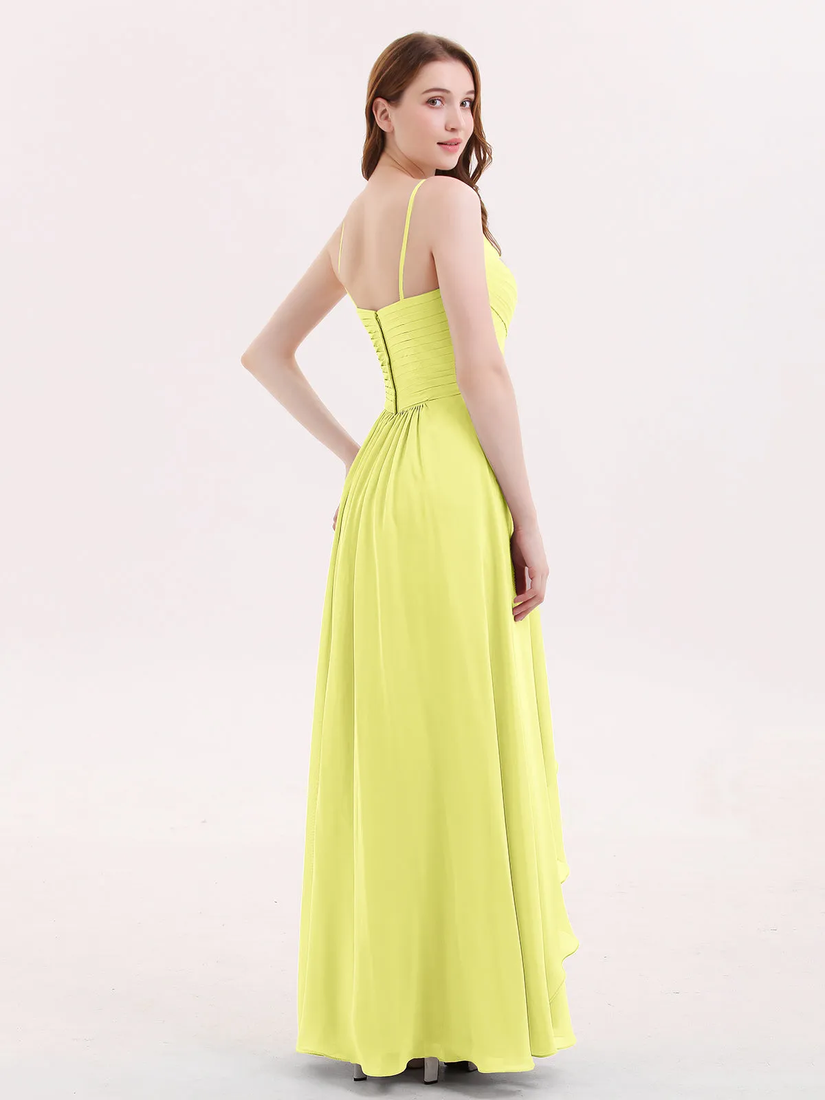 Chiffon Bridesmaid Dresses with Cascade Skirt-Daffodil