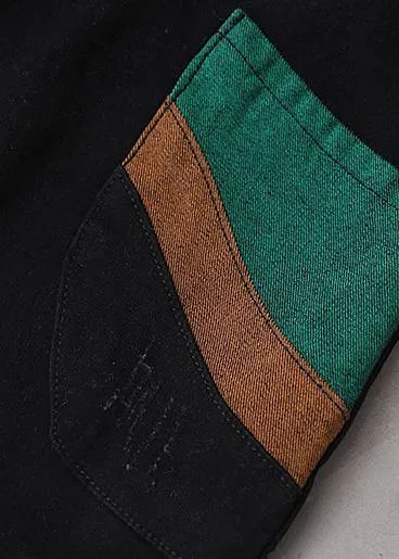 Classy black pant plus size elastic waist patch Sewing wild pants