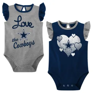 Cowboys Girls 2 Pack Short Sleeve Ruffled Bodysuit Set