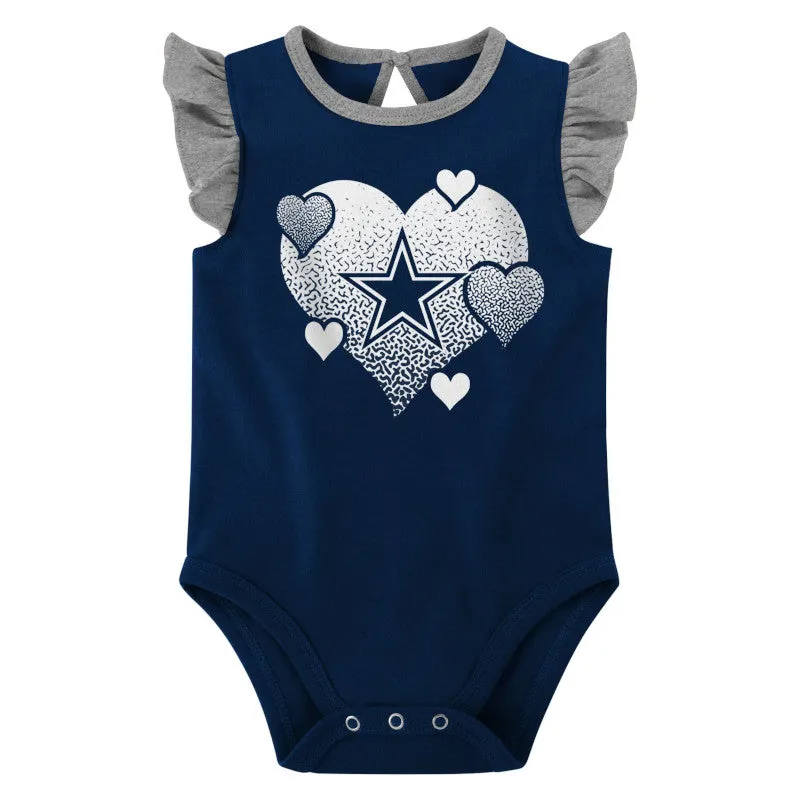 Cowboys Girls 2 Pack Short Sleeve Ruffled Bodysuit Set