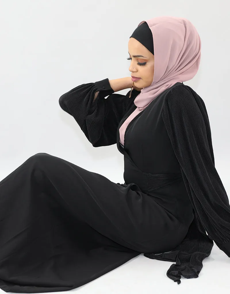 Crinkled Sleeve Wrap Dress