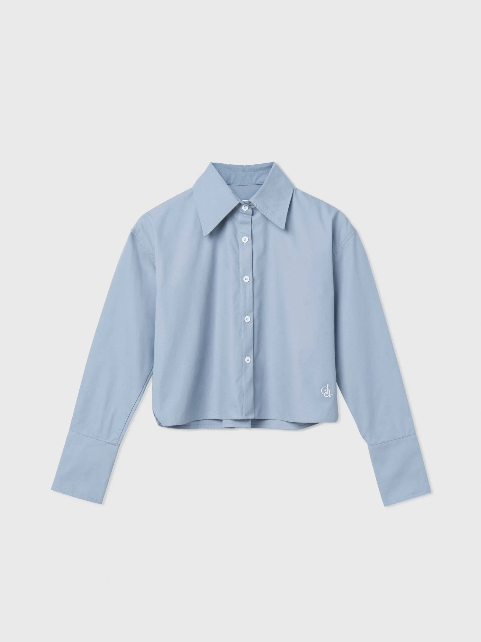 Cropped Cotton Button Down Shirt