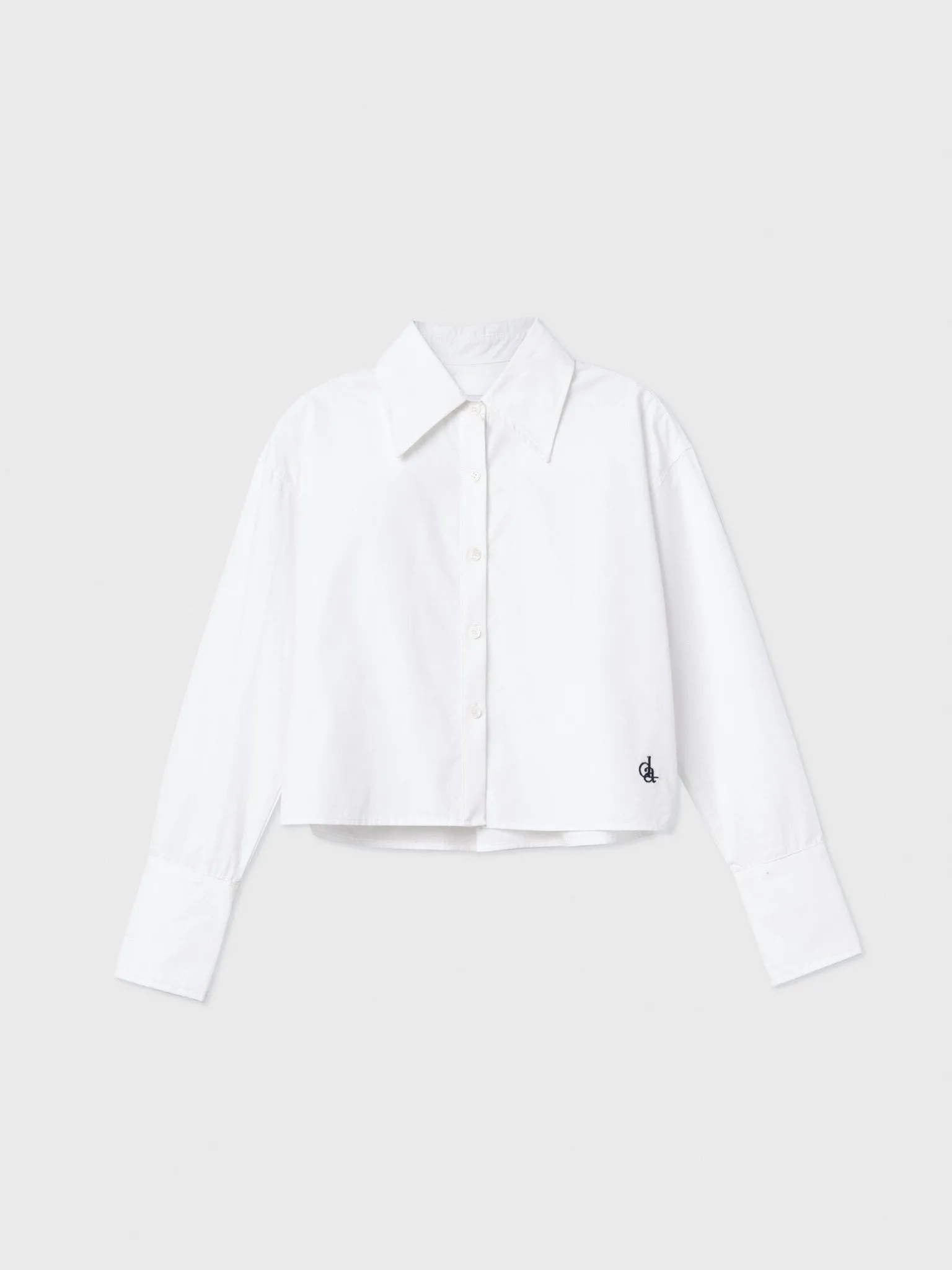 Cropped Cotton Button Down Shirt