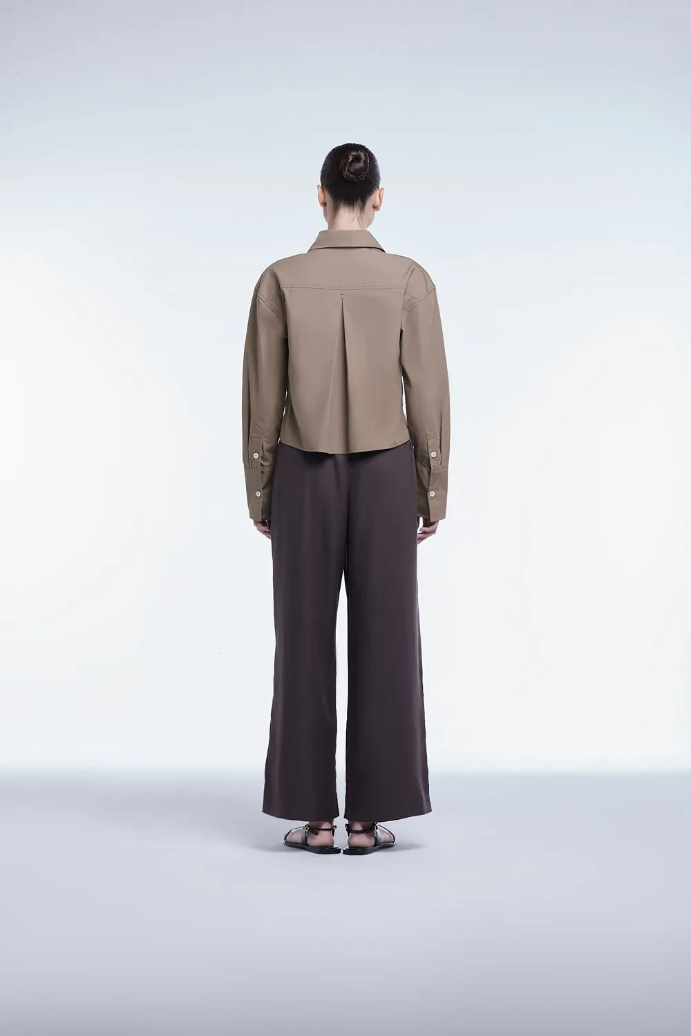 Cropped Cotton Button Down Shirt