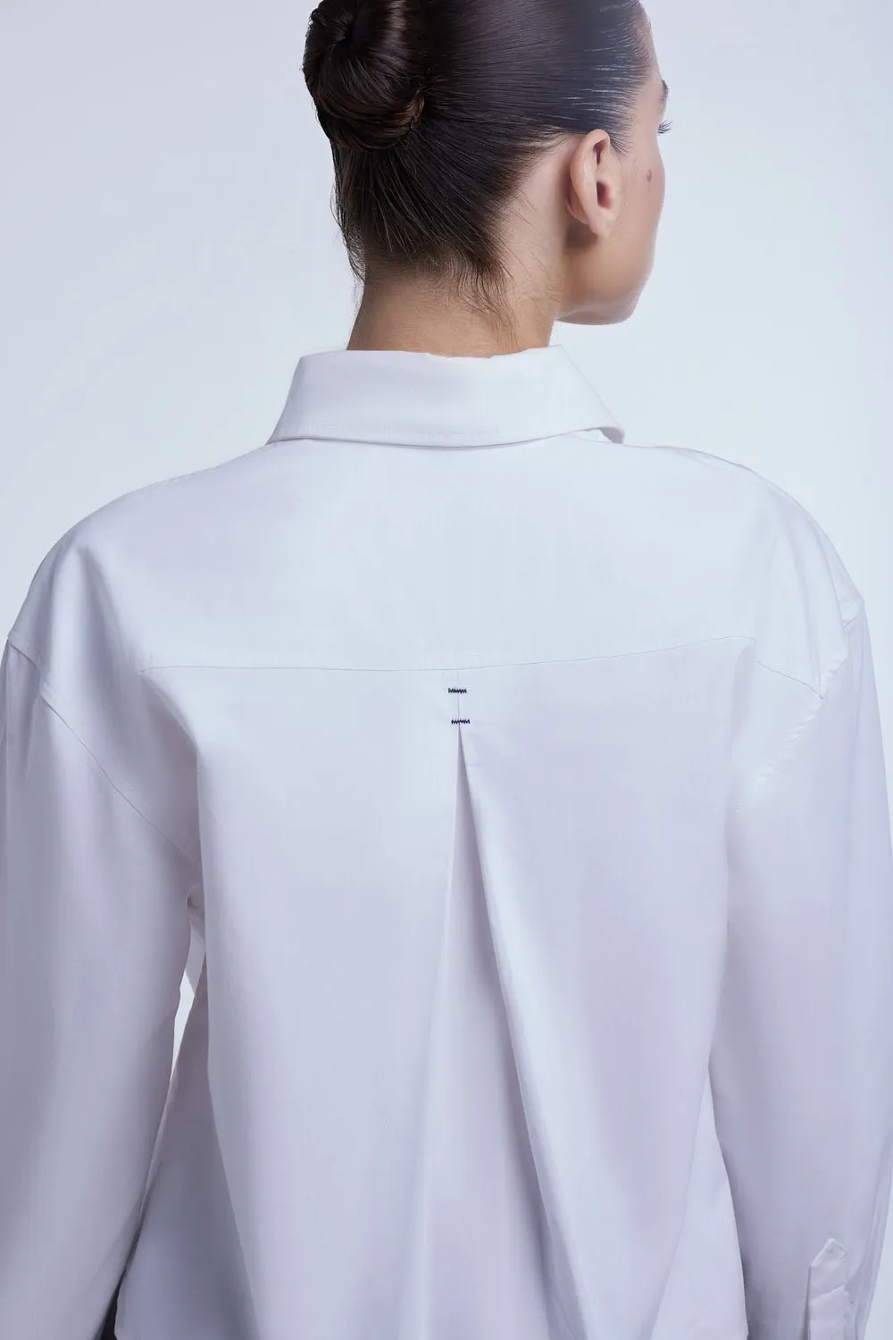 Cropped Cotton Button Down Shirt
