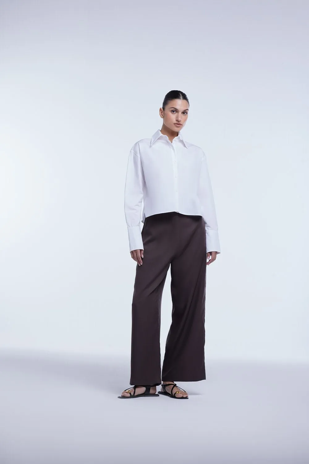 Cropped Cotton Button Down Shirt