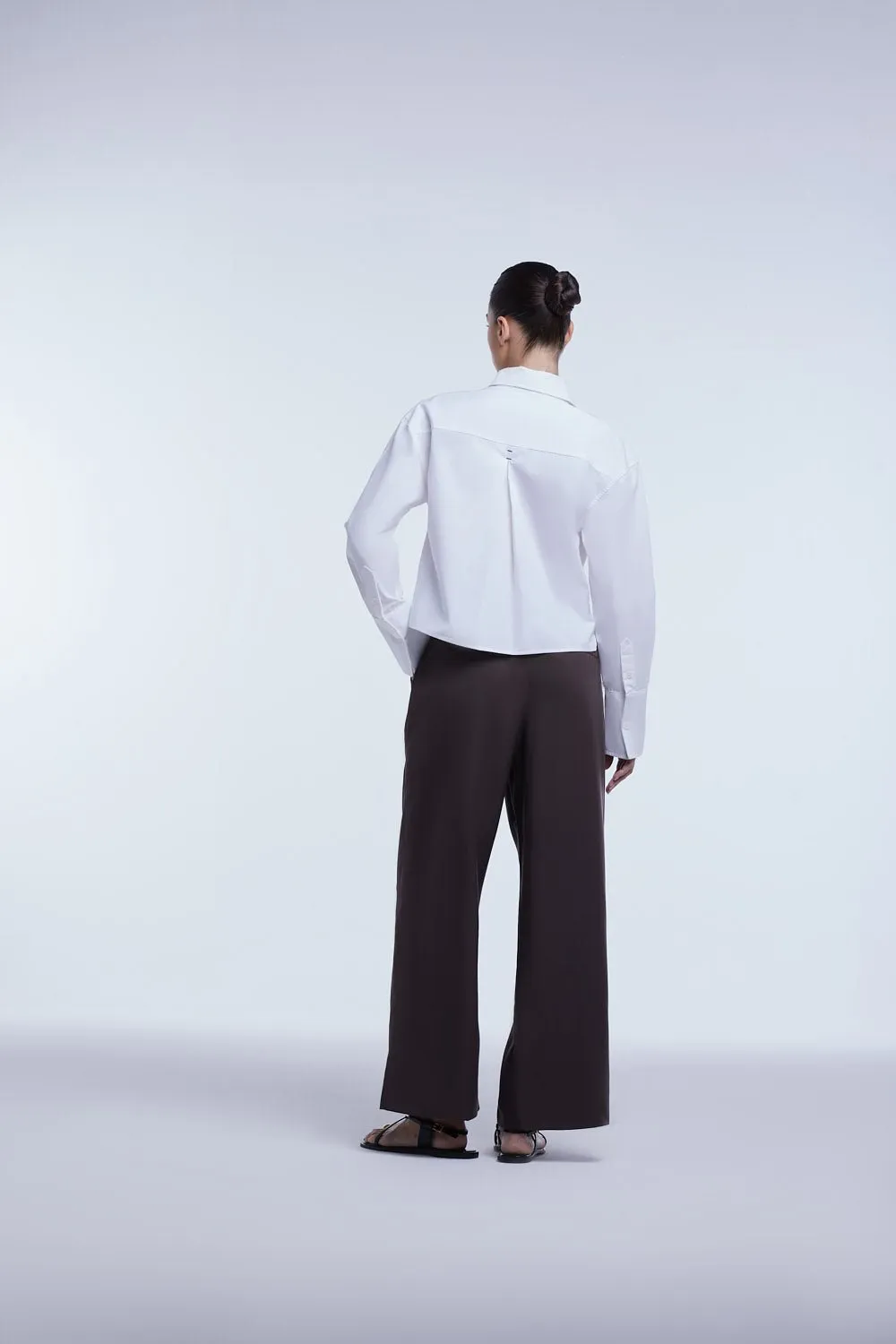Cropped Cotton Button Down Shirt