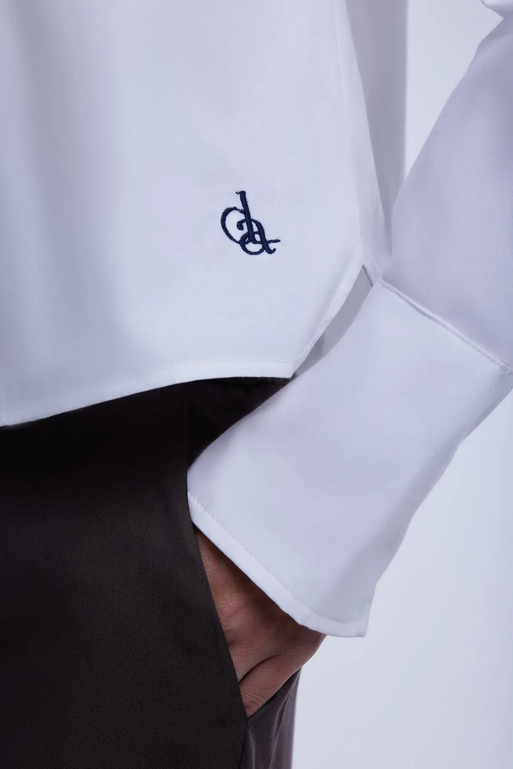 Cropped Cotton Button Down Shirt