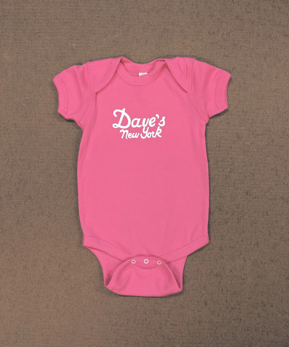 Dave&#39;s New York Vintage Logo Short Sleeve Infant Bodysuit - Hot Pink