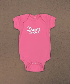 Dave&#39;s New York Vintage Logo Short Sleeve Infant Bodysuit - Hot Pink