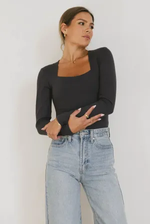 Demi Square Neck Bodysuit in Navy