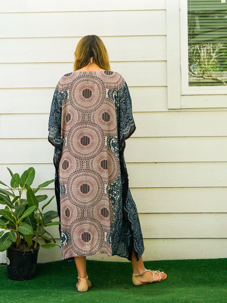 Desert Bloom Mandala Kimono Kaftan Dress